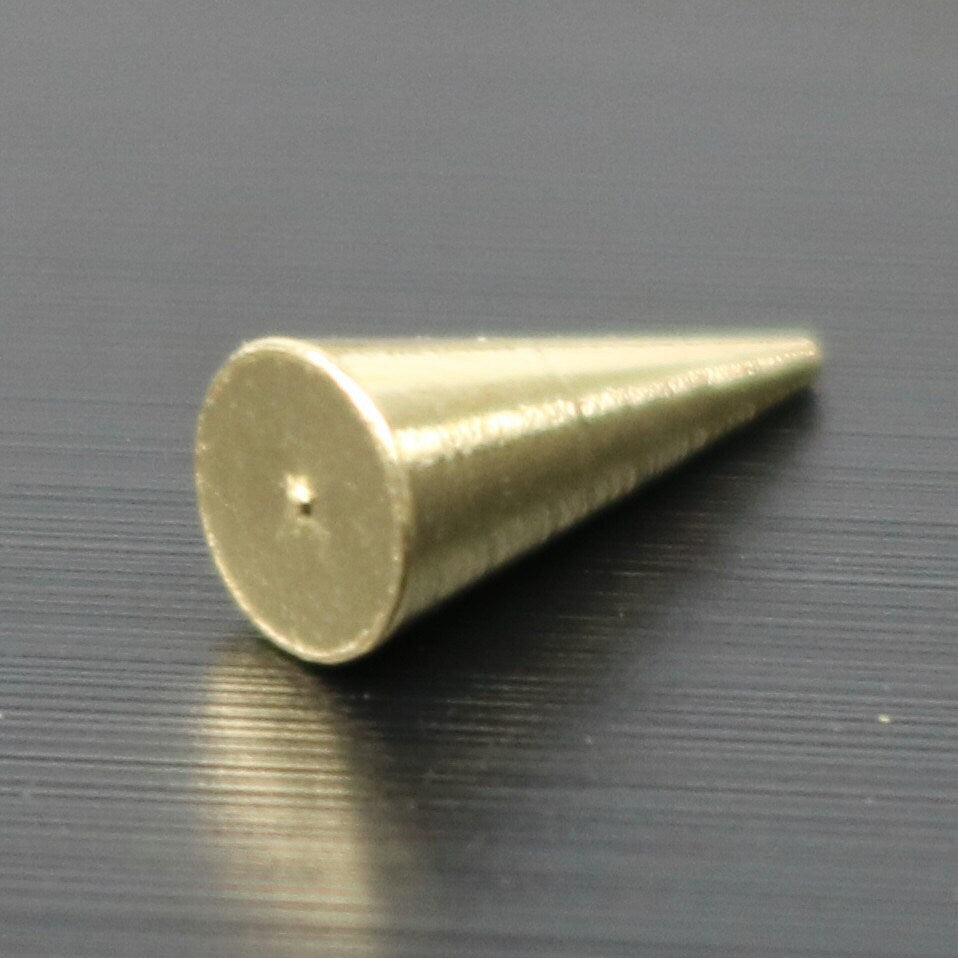 10 Raw Brass Spike - 4x8mm , Conical Spike , Spike Beads , Geometric Beads, Solid Brass