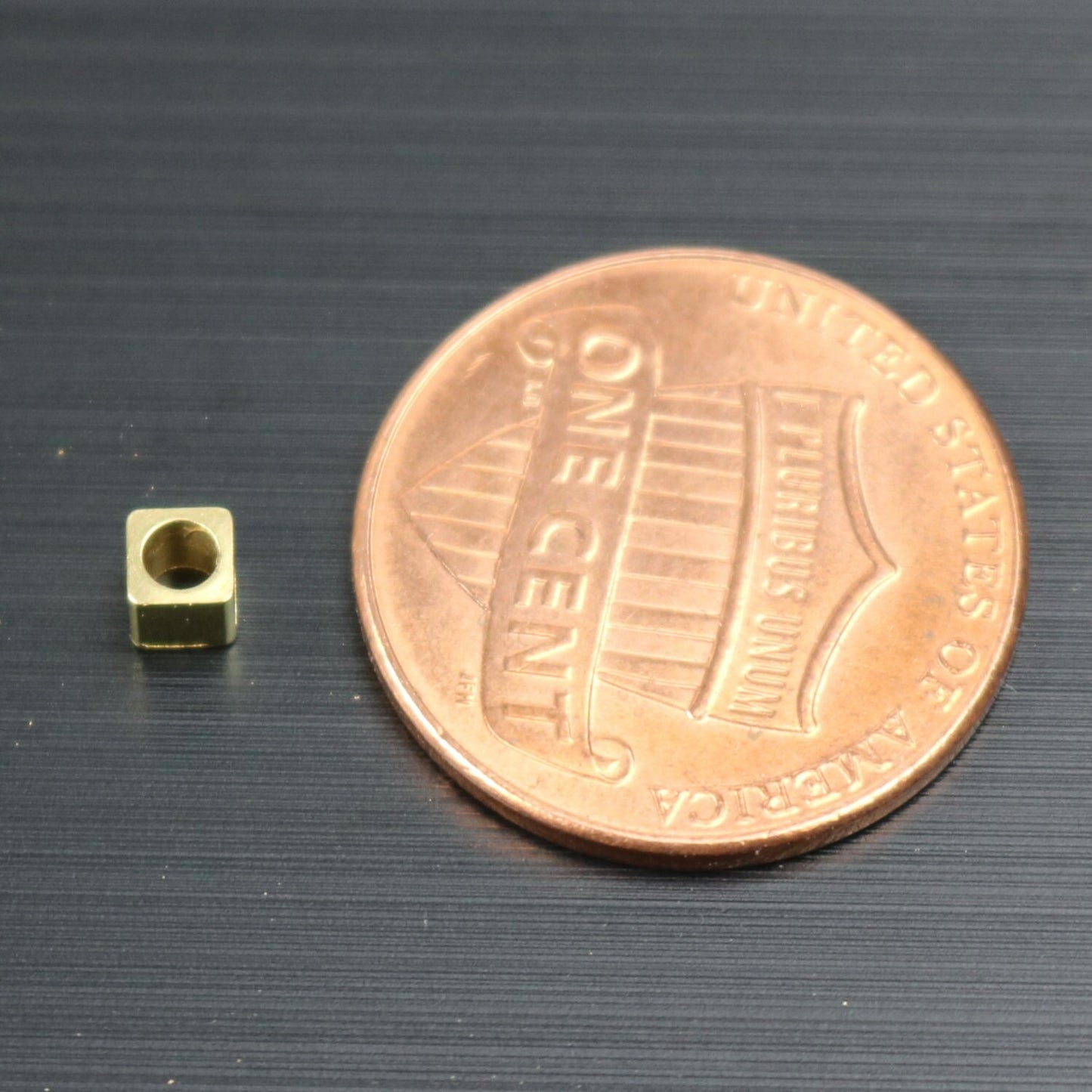 20 Raw Brass Square Cube Beads, End Caps - 3x3 mm 2.0mm Hole - Solid Brass