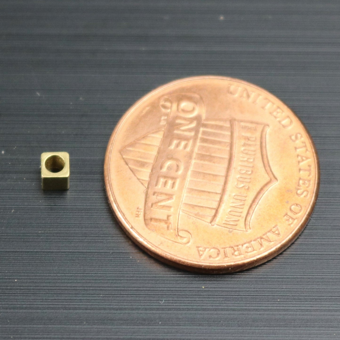 100 Raw Brass Square Cube Beads, End Caps - 2.5x2.5 mm 1.5mm Hole - Solid Brass