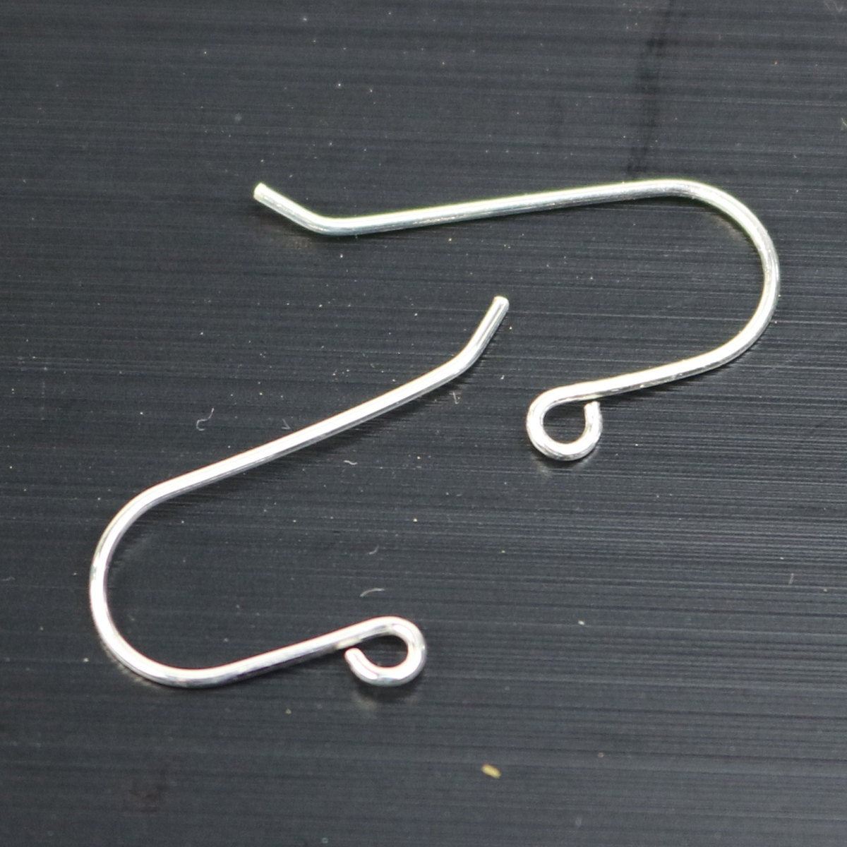 10 Sterling SILVER Simple Ear Wires Earrings hooks Earwires - 14x20mm 21Gauge 0.7mm Wire - 5 Pair Fish hook ear wire - ss777