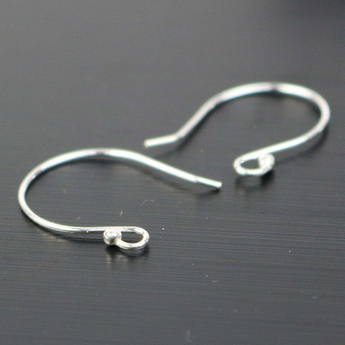 10 Sterling SILVER Ear Wires Earrings hooks Earwires with Ball - 19x16mm 21Gauge 0.7mm Wire - 5 Pair Fish hook ear wire - ss790
