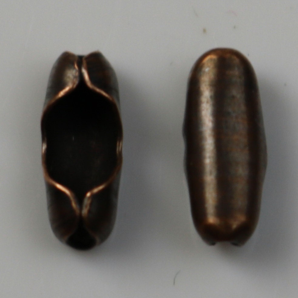 100 pcs Ball Chain Connector - 3.2mm Antique Copper - Clasp Insert type - Wholesale Lot