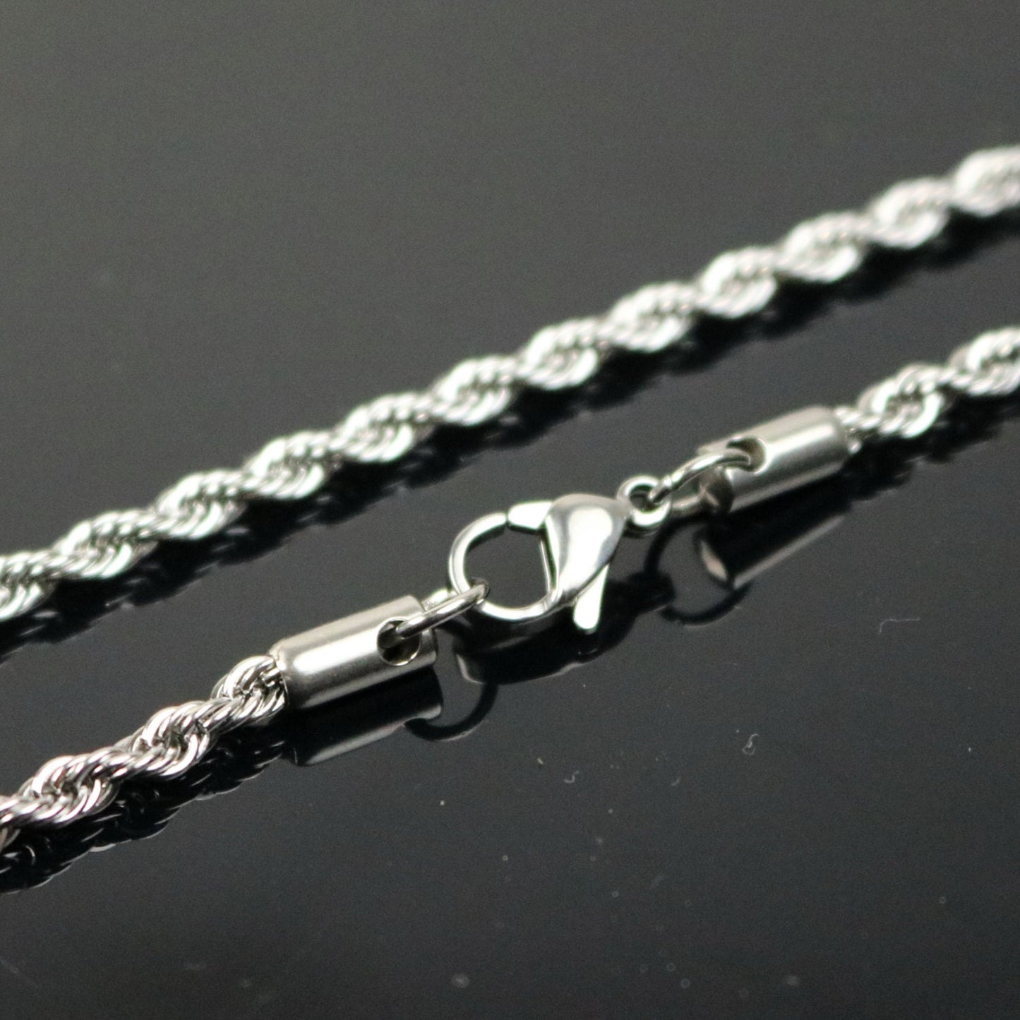 Stainless Steel ROPE Chain Ready to Wear Necklace - 19 inch (54 cm) 3mm width - From California USA