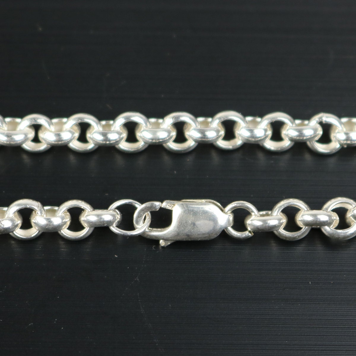 5mm Sterling Silver Rolo Chain Necklace - 20 inch Link Size - Premade Necklace with Lobster Clasp