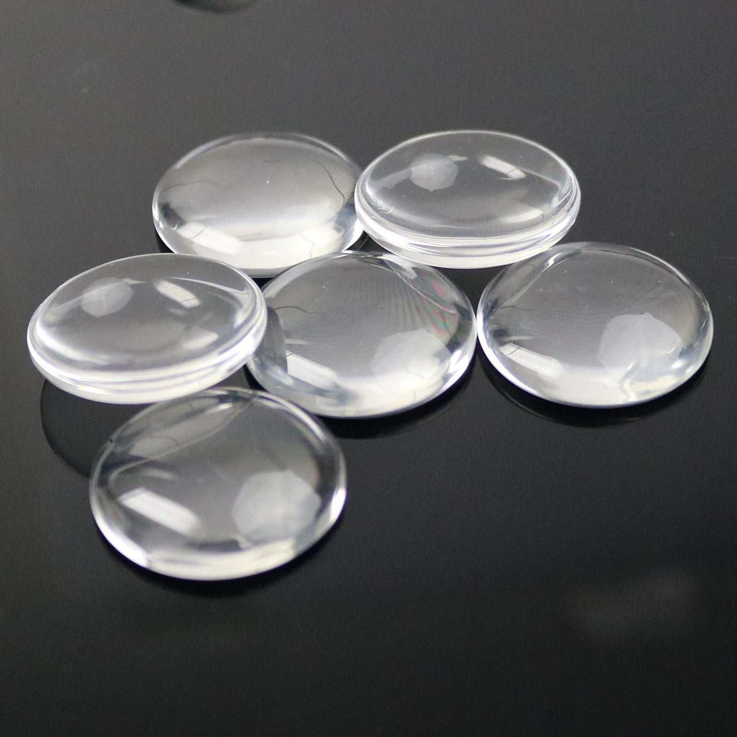 20 Glass Cabochons - 1 inch 25mm - 7mm thickness -Circle Domed Magnifying Clear Round Glass Cabochon for Cameo Pendants, Photo Jewelry
