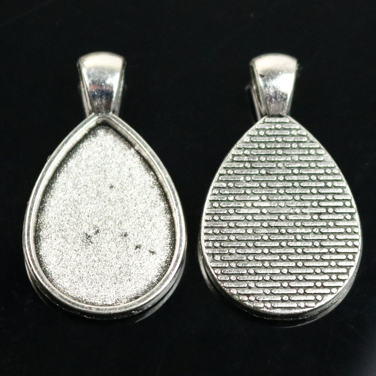 10 pcs Tear drop Antique Silver Bezel - for 18x25mm 3/4x1 inch - Tear Drop Pendant Blank Bezel for Cabochon Cameo Pendants, Photo Jewelry