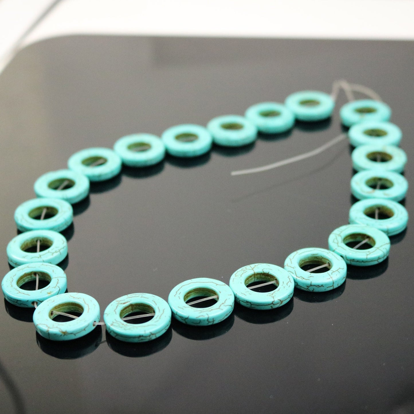 20pcs Howlite Turquoise LARGE Donut Ring Beads - 20mm 5mm thickness - Ship from California USA