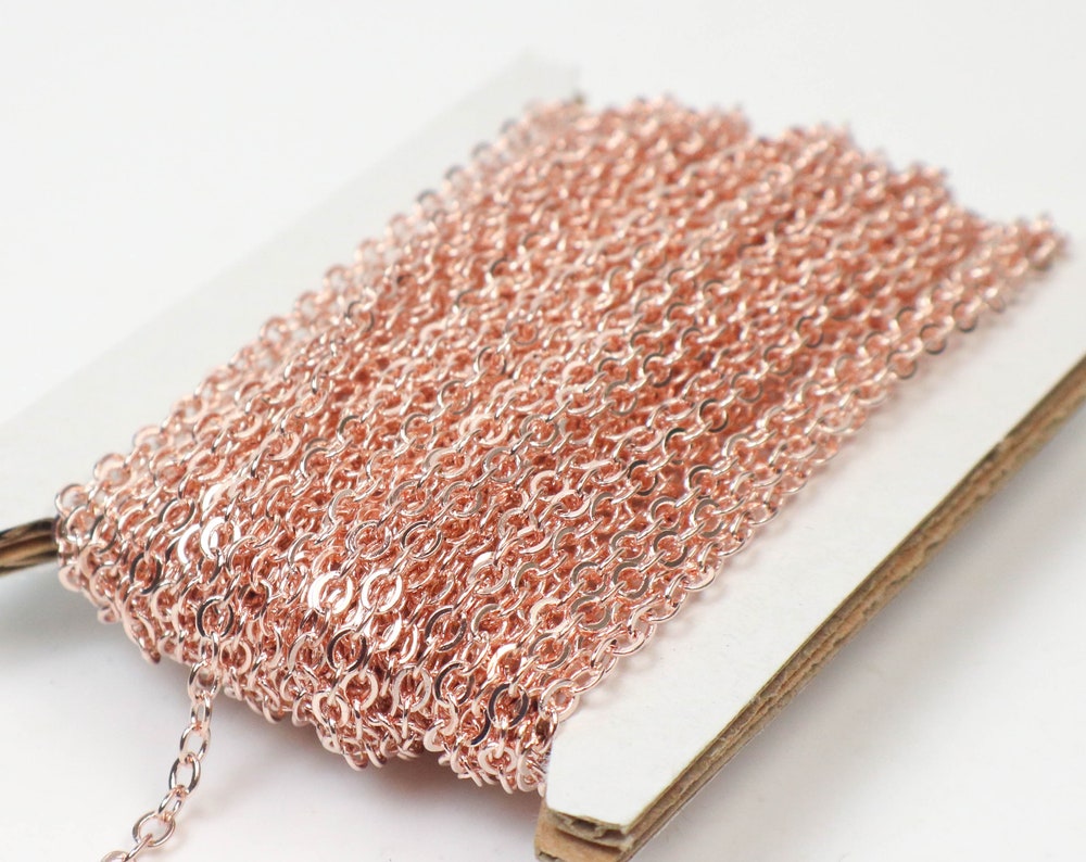 New 32 feet ROSE Gold Plated Flat Soldered Cable Chain