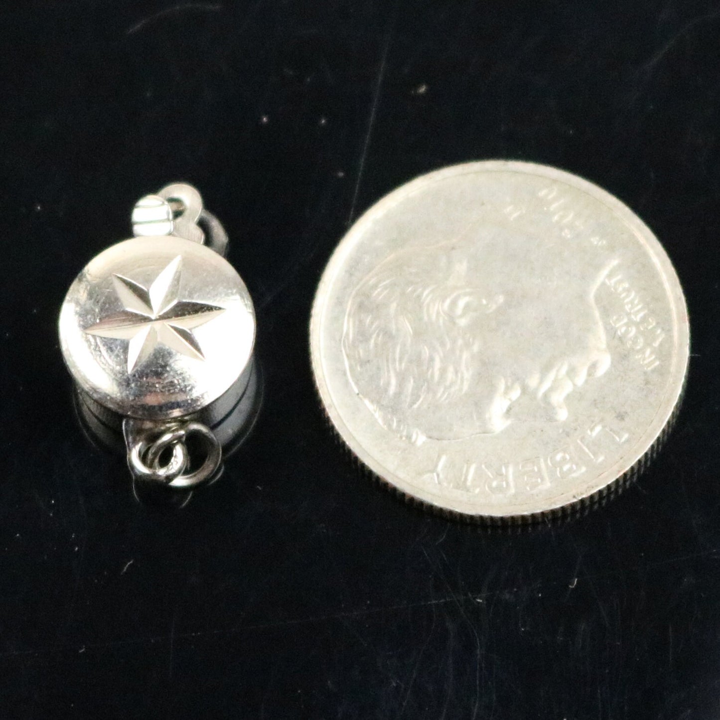 10 sets Box Clasp - Rhodium Plated Filigree Round Hex star Box Clasp - 15x9mm - Ship from California USA - BC206