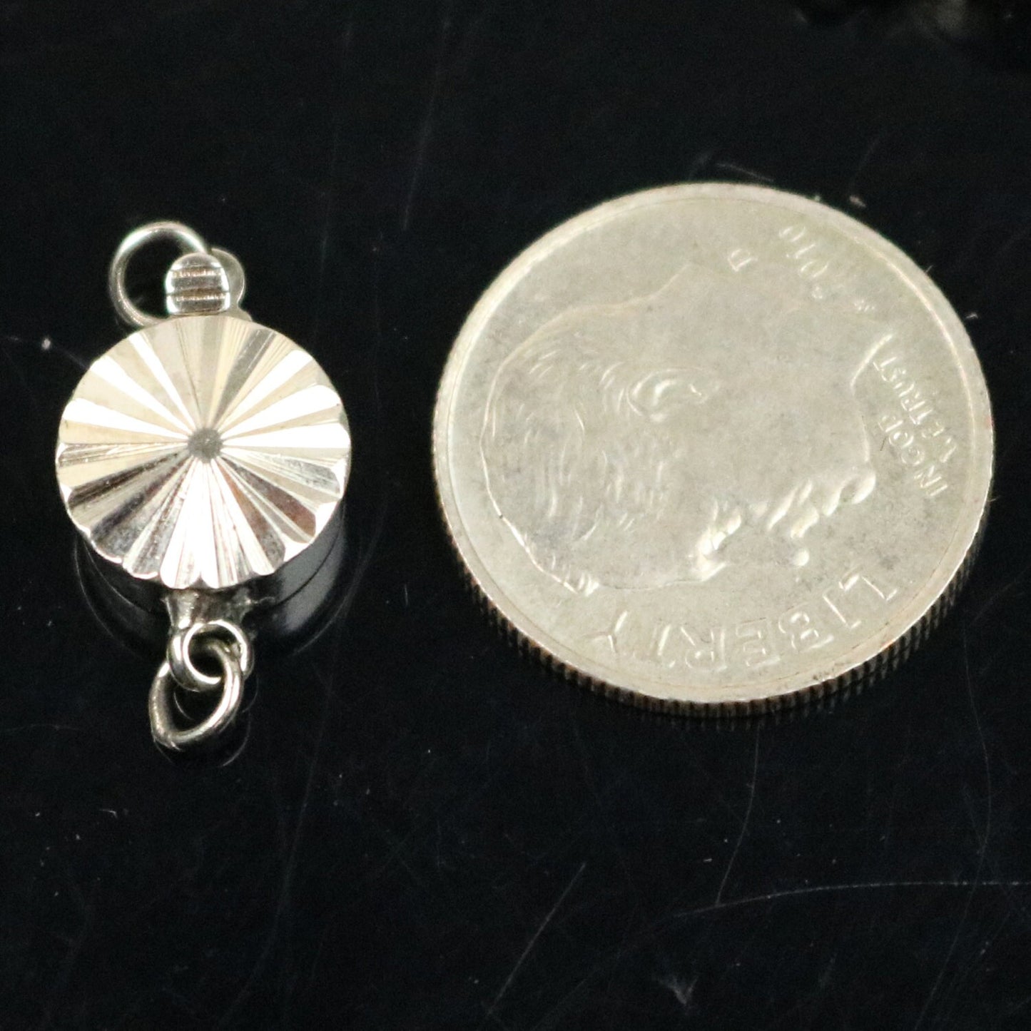 10 sets Box Clasp - Rhodium Plated Filigree Round Box Clasp - 15x9mm - Ship from California USA - BC207