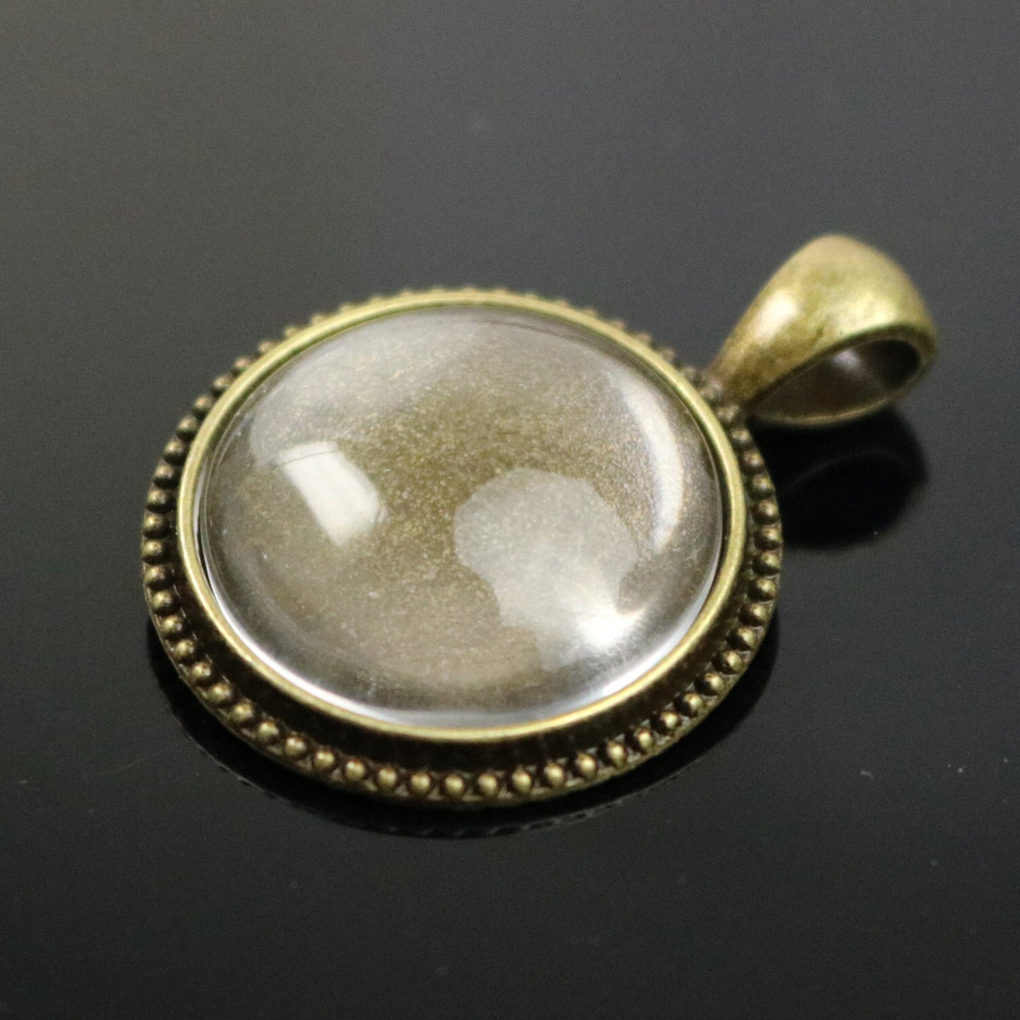 Pendant SKULL Bezels with GLASS Magnifying Domes Cabochon - 5 sets 10 pcs - 20mm 13/16 inch Antique Brass Bezel and Circle Glass Cabochon