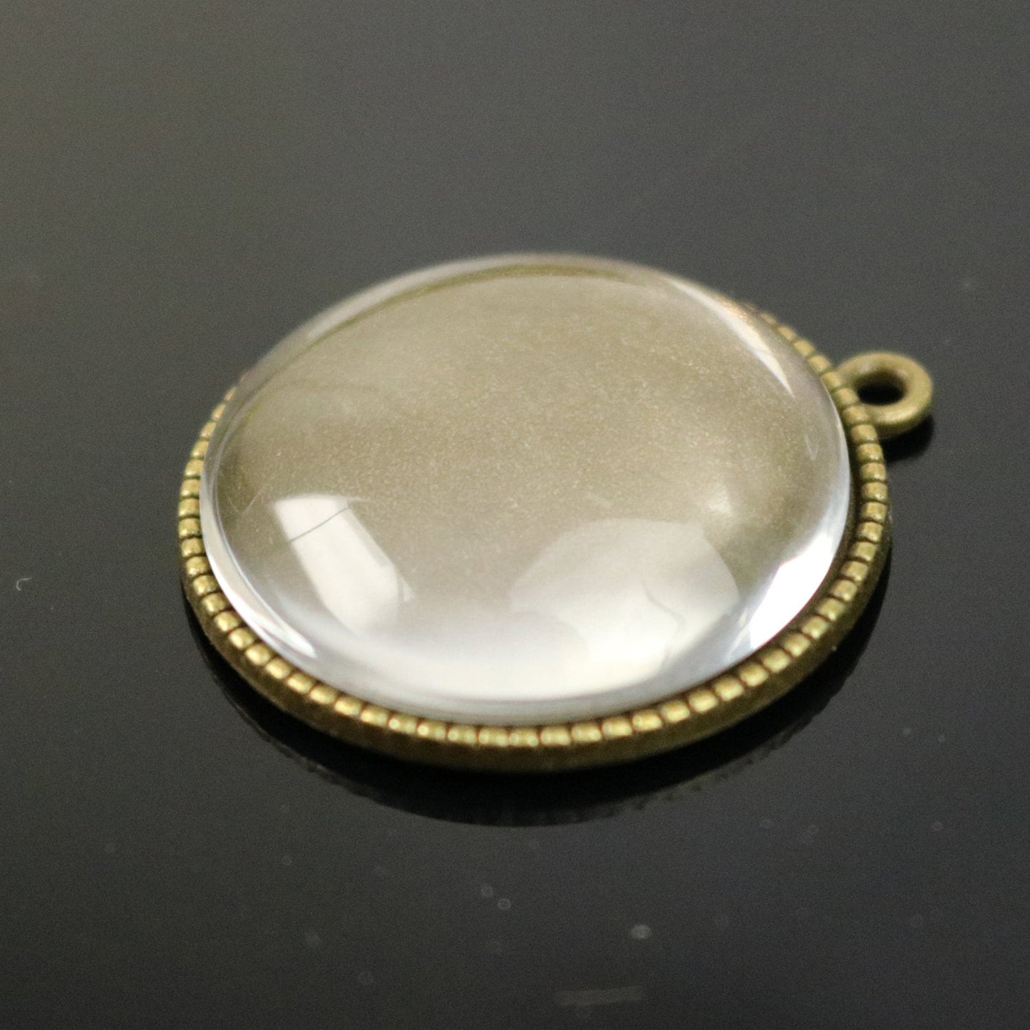 Pendant ROSE Bezels with GLASS Magnifying Domes Cabochon - 5 sets 10 pcs - 25mm 1(one) inch Antique Brass Bezel and Circle Glass Cabochon
