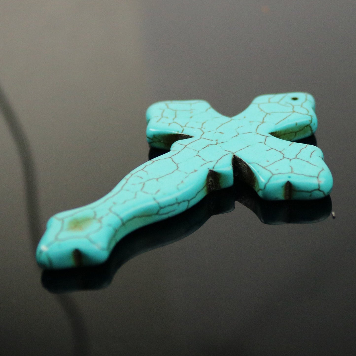 1 pcs Cross Pendant - Howlite Turquoise HUGE CROSS Pendant - 80x60mm 6.5mm thickness