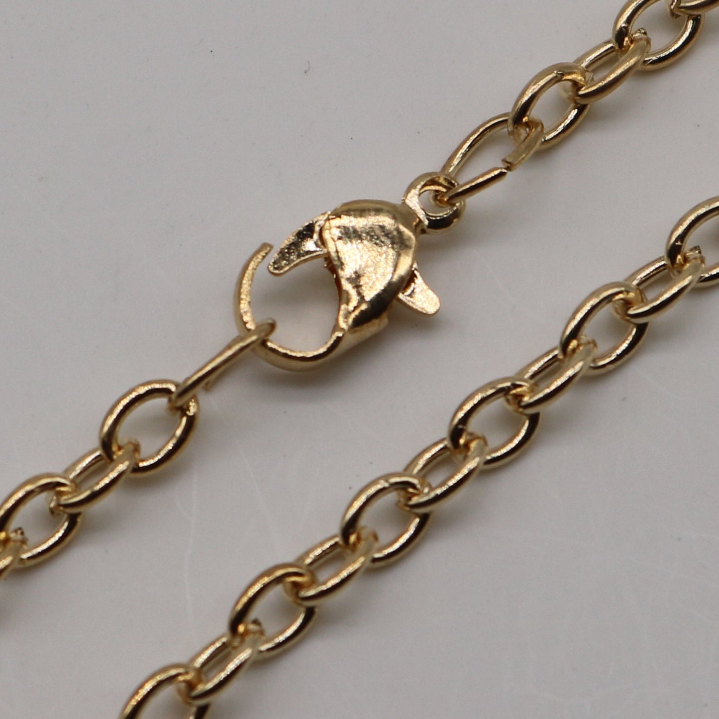 5 pcs Ready to wear Chunky Cable Chain Necklace 60cm (about 24inch) - Champagne Gold Plated 5x3.5mm 0.9mm Chain Necklace w/ Lobster Clasp