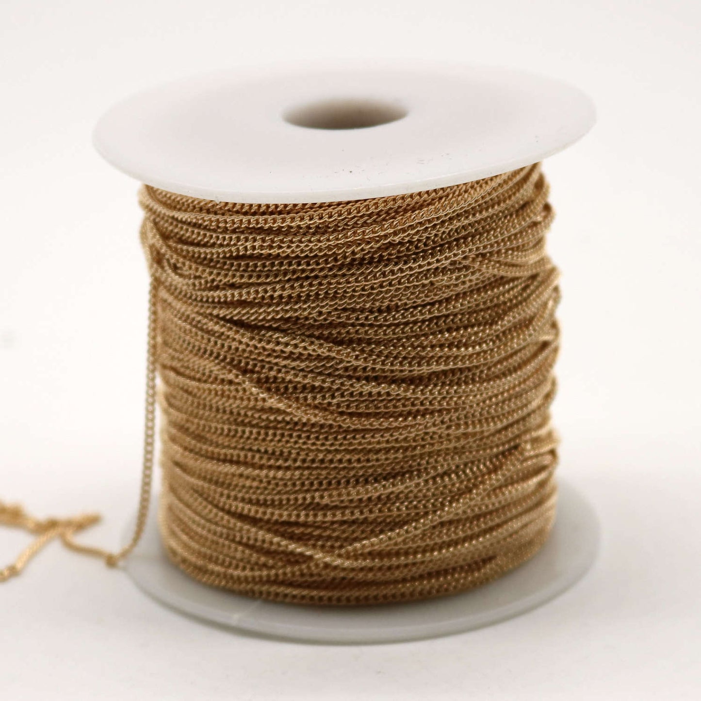 100 ft. of Pinky Gold (Champagne Gold) plated SOLDERED little curb chain - 1.3mm SOLDERED - from California USA - 1.3S