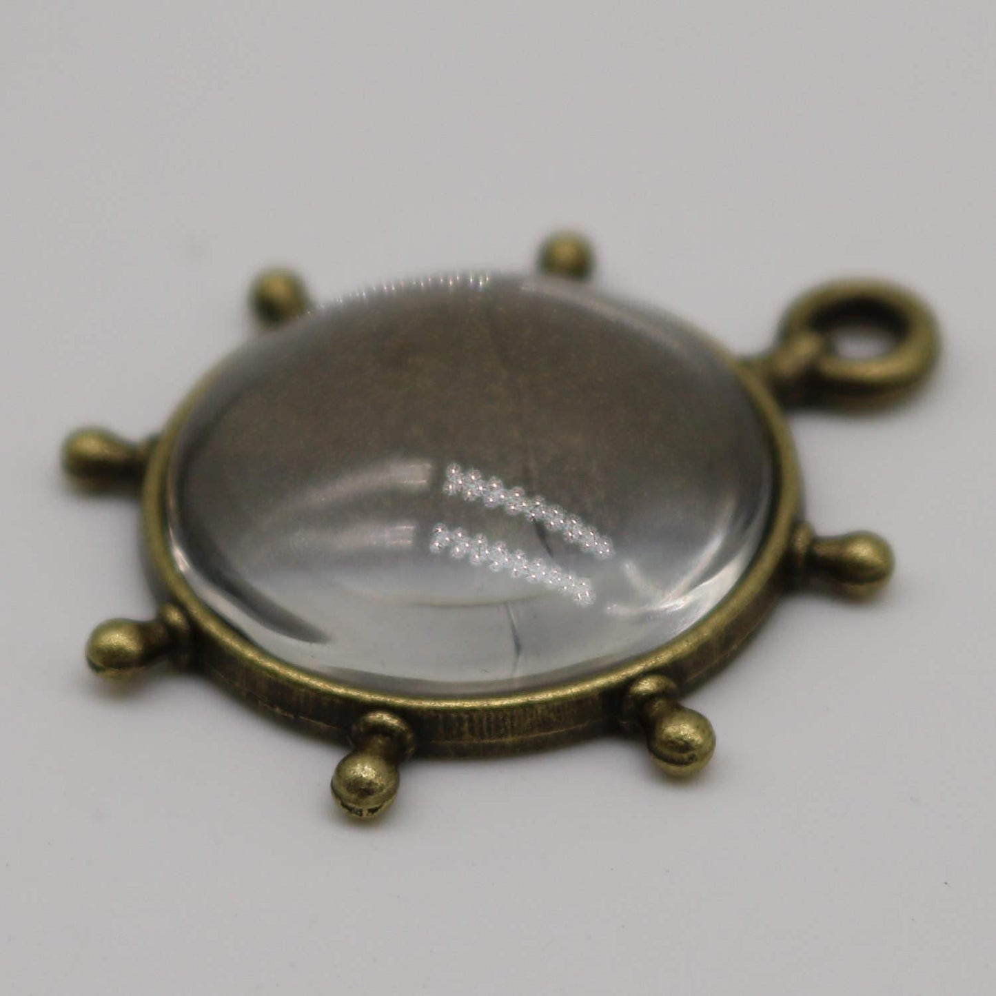 RUDDER Bezel with 20mm GLASS Magnifying Domes Cabochon - 5 sets 10 pcs - 32mmx27mm Antique Brass - KB04 - We are USA Seller from California