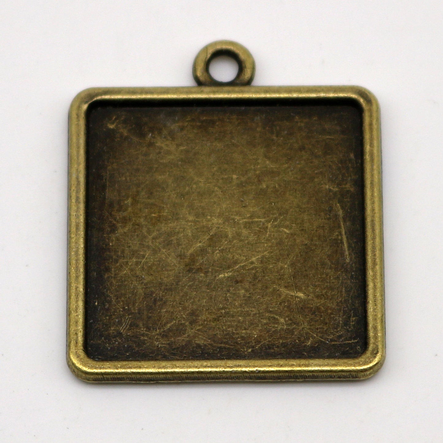 SQUARE Bezel with 20mmX20mm GLASS Magnifying Domes Cabochon - 5 sets 10 pcs - 28mmx23mm Antique Brass - KB09 - We are USA Seller