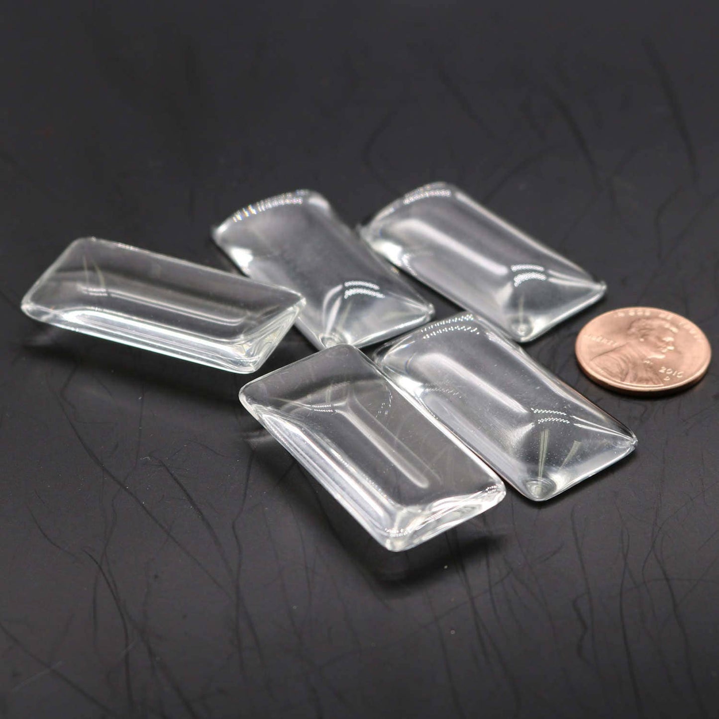 RECTANGULAR Bezel with 38mmX19mm GLASS Magnifying Domes Cabochon - 5 sets 10 pcs - 48mmx21mm Antique Brass - KB13 - We are USA Seller