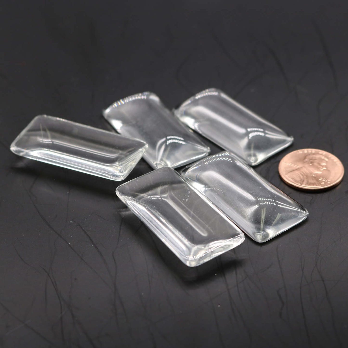 RECTANGULAR Bezel with 38mmX19mm GLASS Magnifying Domes Cabochon - 5 sets 10 pcs - 48mmx21mm Antique Silver - KB13 - We are USA Seller