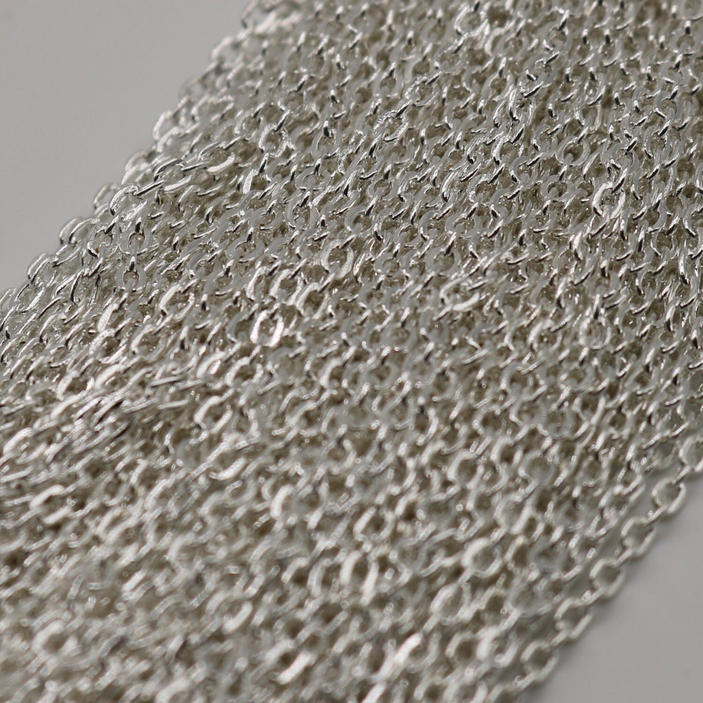 5 pcs of Ready to wear Flat Cable Chain Necklace 60cm (about 24inch) - Sterling Silver Plated 3x2mm Flat Chain Necklace with Lobster Clasp