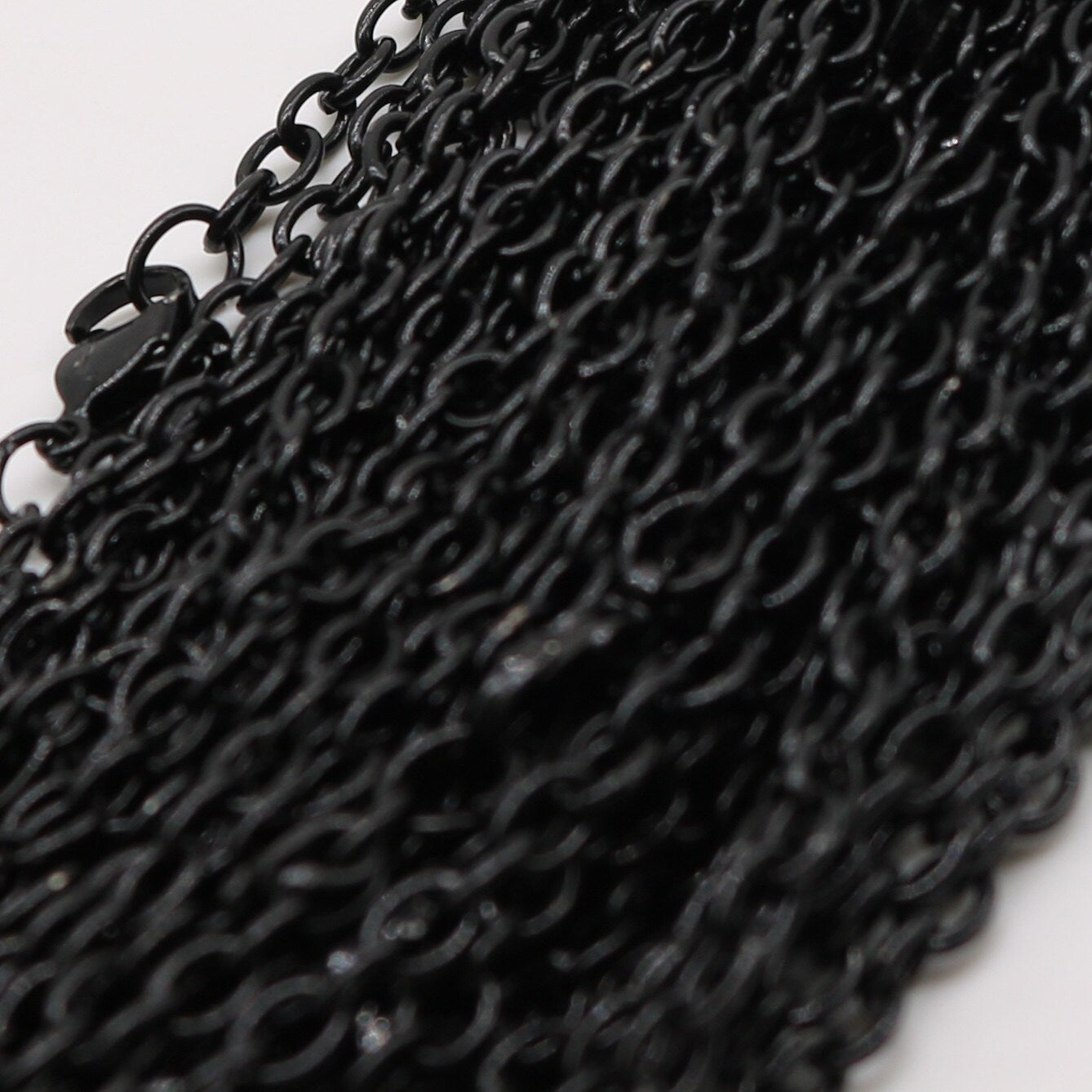 5 pcs of Ready to wear Chunky Cable Chain Necklace 60cm (about 24inch) - Black 5x3.5mm 0.9mm Cable Chain Necklace w/ Lobster Clasp