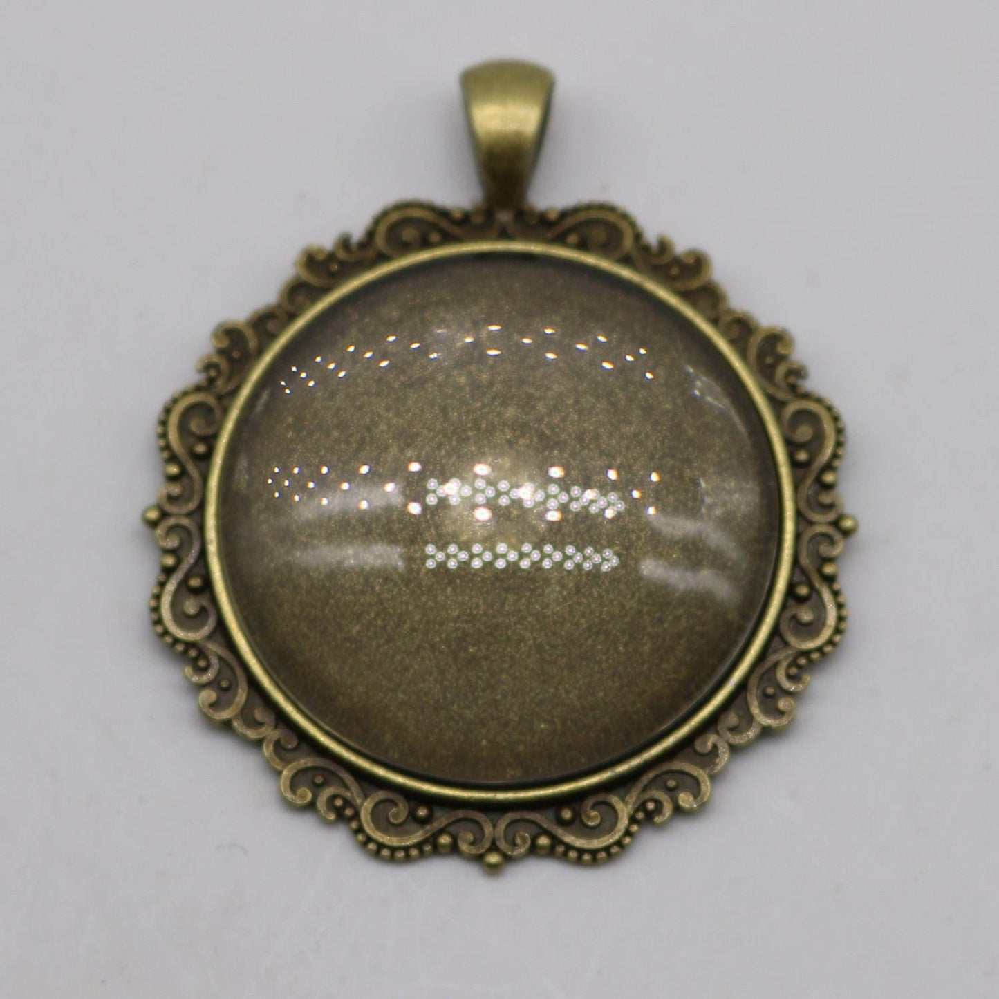 Pendant Big BEZELS Link w/GLASS Magnifying Domes Cabochon - 5 sets 10 pcs - 35mm app. 1-3/8inch Antique Brass Bezel and Glass Cabochon