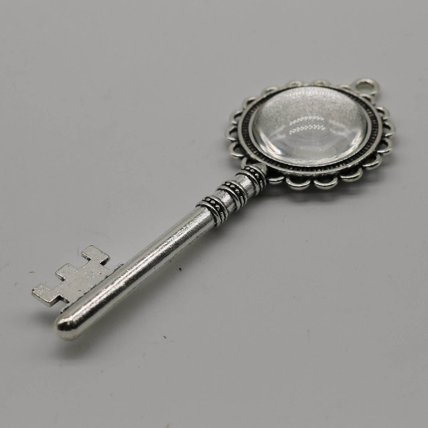 KEY Bezel with 20mm GLASS Magnifying Domes Cabochon - 5 sets 10 pcs - 80mmx30mm Antique Silver - KB01 We are USA Seller ship fm California