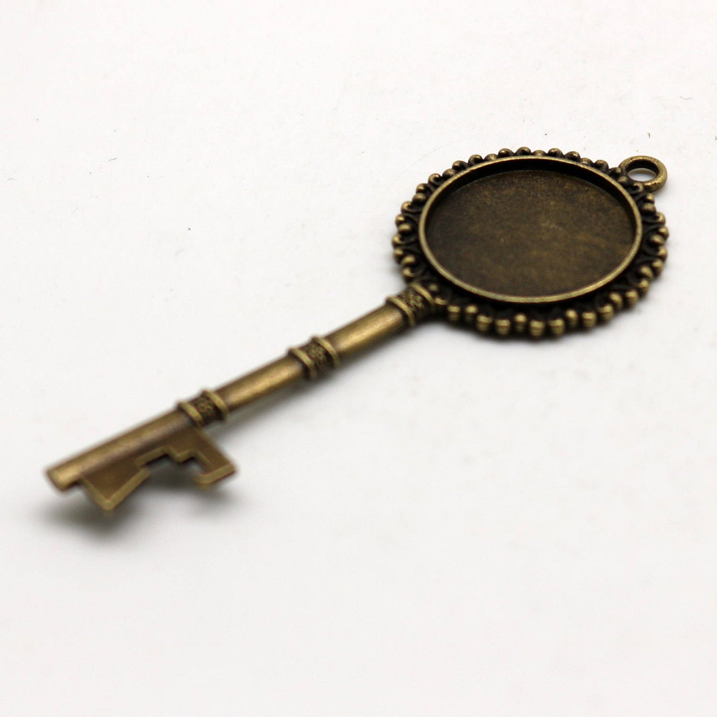 KEY Bezel with 20mm GLASS Magnifying Domes Cabochon - 5 sets 10 pcs - 71mmx27mm Antique Brass - KB02 We are USA Seller ship from California