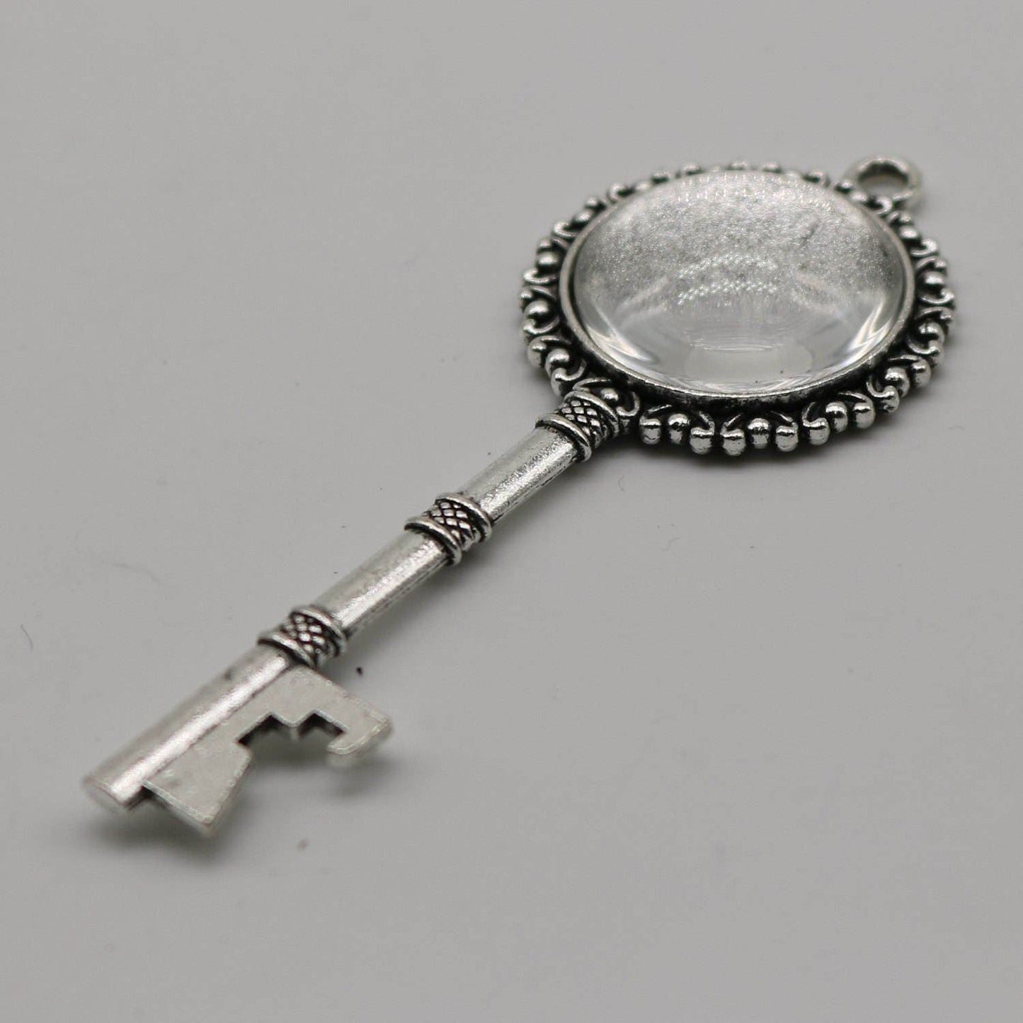 KEY Bezel with 20mm GLASS Magnifying Domes Cabochon - 5 sets 10 pcs - 71mmx27mm Antique Silver - KB02 We are USA Seller ship fm California