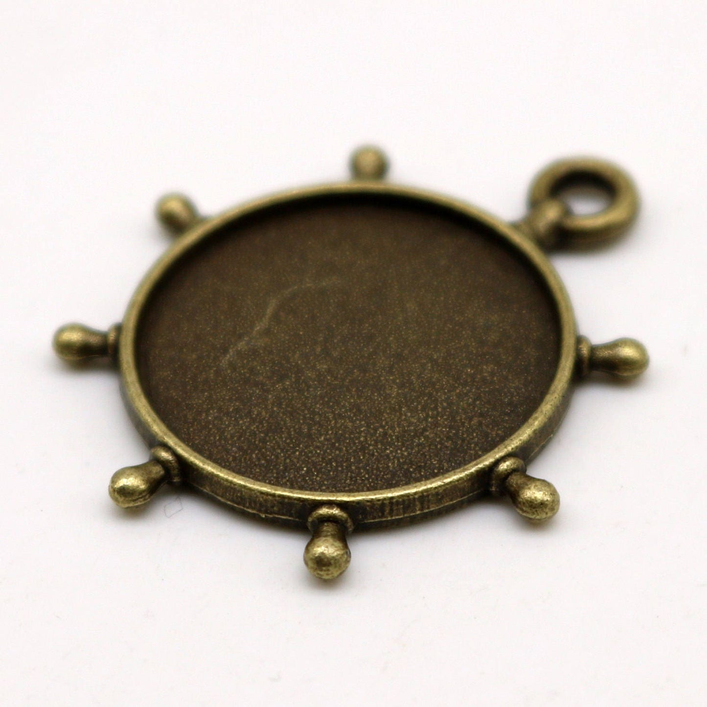 RUDDER Bezel with 20mm GLASS Magnifying Domes Cabochon - 5 sets 10 pcs - 32mmx27mm Antique Brass - KB04 - We are USA Seller from California