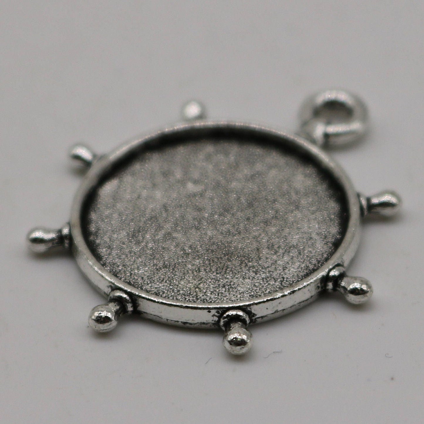 RUDDER Bezel with 20mm GLASS Magnifying Domes Cabochon - 5 sets 10 pcs - 32mmx27mm Antique Silver - KB04- We are USA Seller from California
