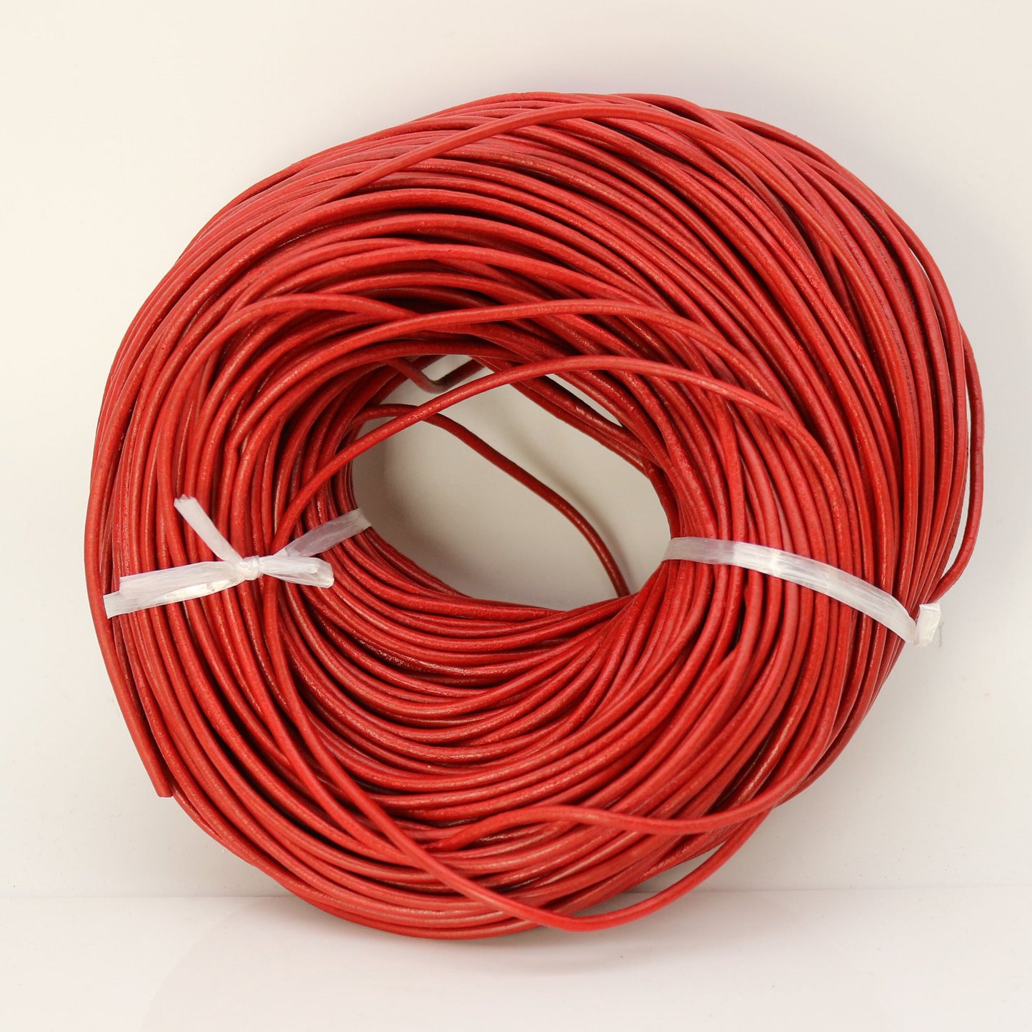 5 feet Red Leather Cord - 3mm Genuine Leather Round Cord - USA Seller