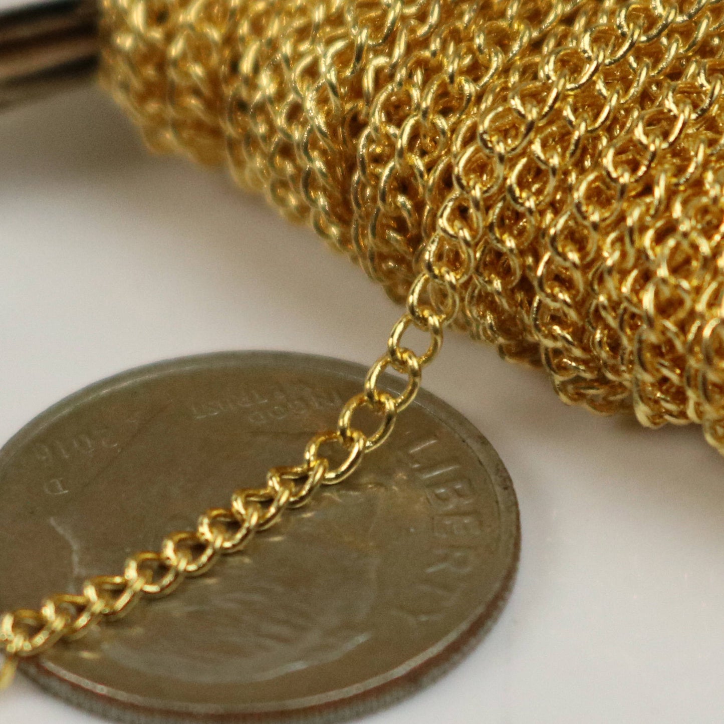 NEWnew 32 ft Gold Plated Solder LARGE Link Curb Chain - 1.6mmx2.0mm SOLDERED Link - 1.6L