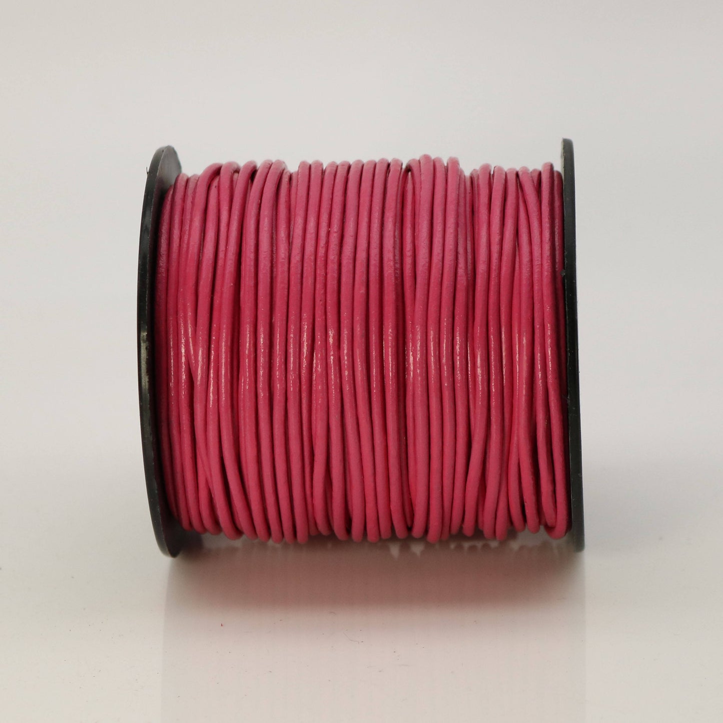 5 feet Fuchsia Pink Leather Cord - 2mm Genuine Leather Round Cord (08) - USA Seller