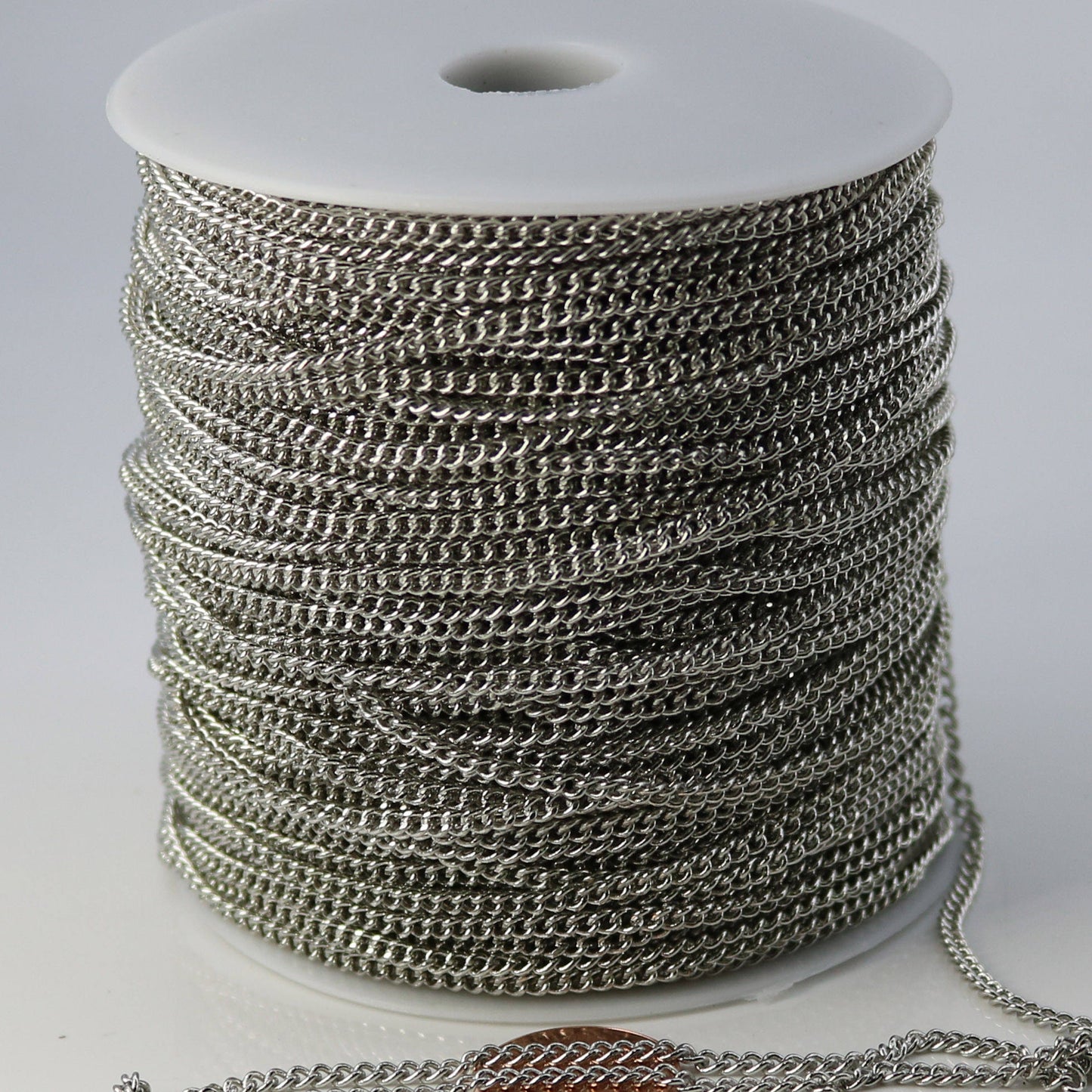 32 feet of Rhodium Plated SOLDERED FACET sturdy Chunky Curb Chain - 2.7mm width Solder link - with Free Jumpring (50pcs) - 2.7F