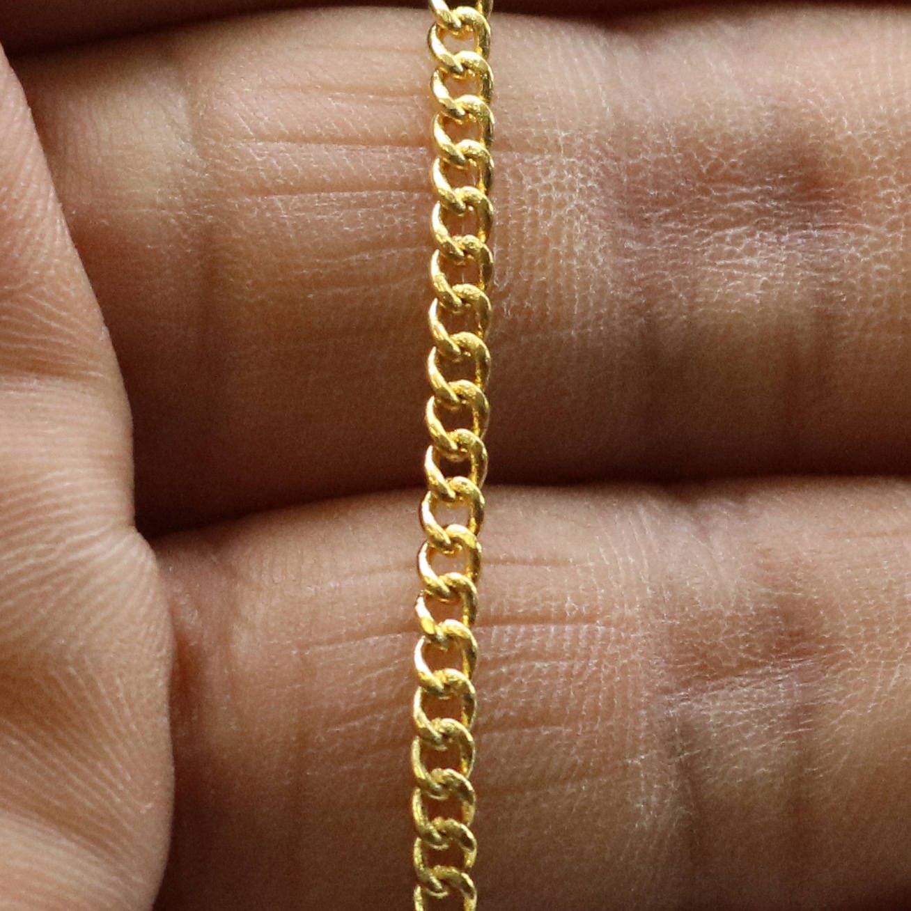 10 ft Gold Plated SOLDERED FACET sturdy Chunky Curb Chain - 2.7mm width Solder link - with Free Jumpring (10 pcs) - 2.7F