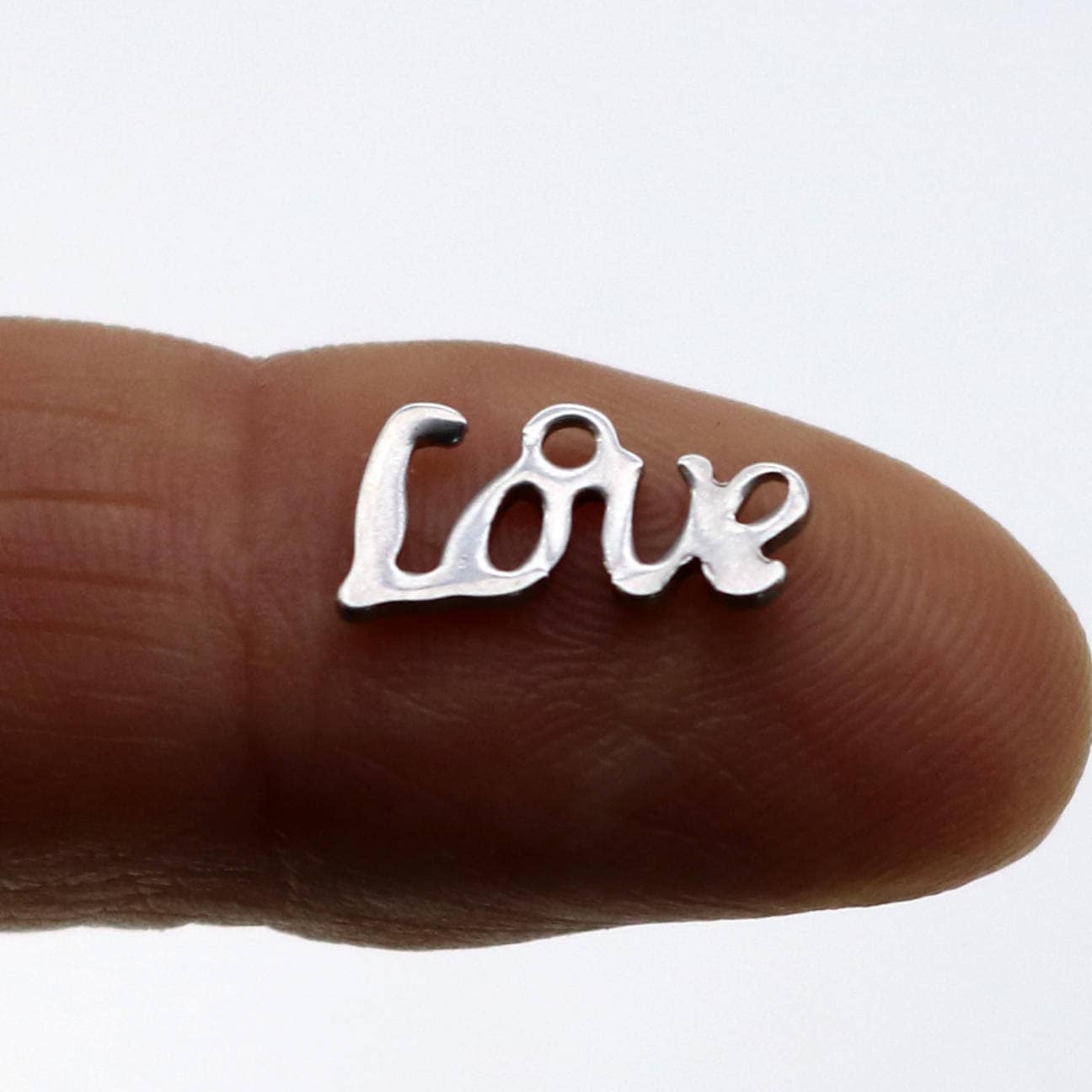 10 pcs Stainless Steel Drop Tags Charms Pendant - LOVE charms - 13.5x6.3mm 19gauge 19G (0.9mm Thickness)
