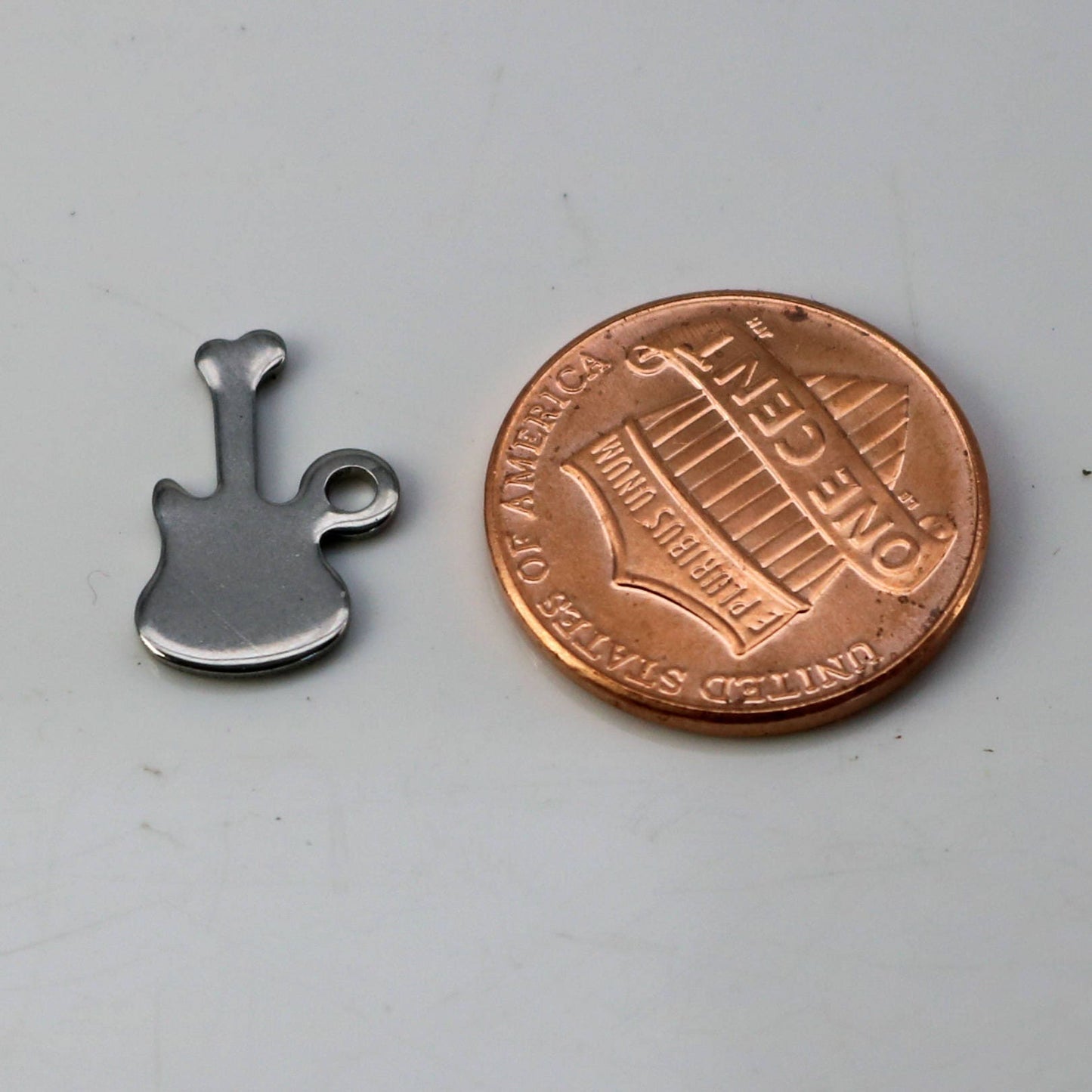 10 pcs Stainless Steel Drop Tags Charms Pendant - Music Guitar charms Drop Tag - 15x10mm 19gauge 19G (0.9mm Thickness)