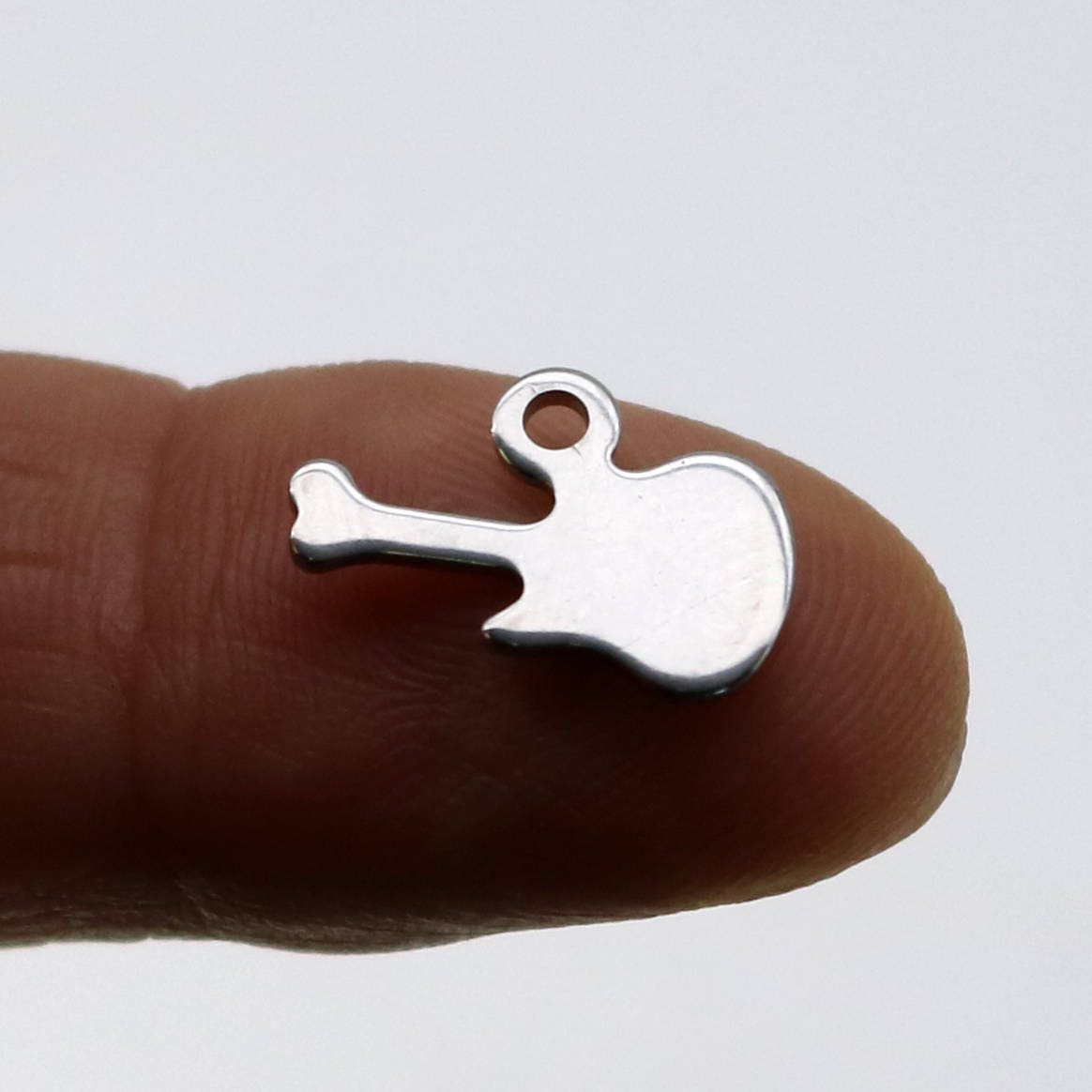 10 pcs Stainless Steel Drop Tags Charms Pendant - Music Guitar charms Drop Tag - 15x10mm 19gauge 19G (0.9mm Thickness)