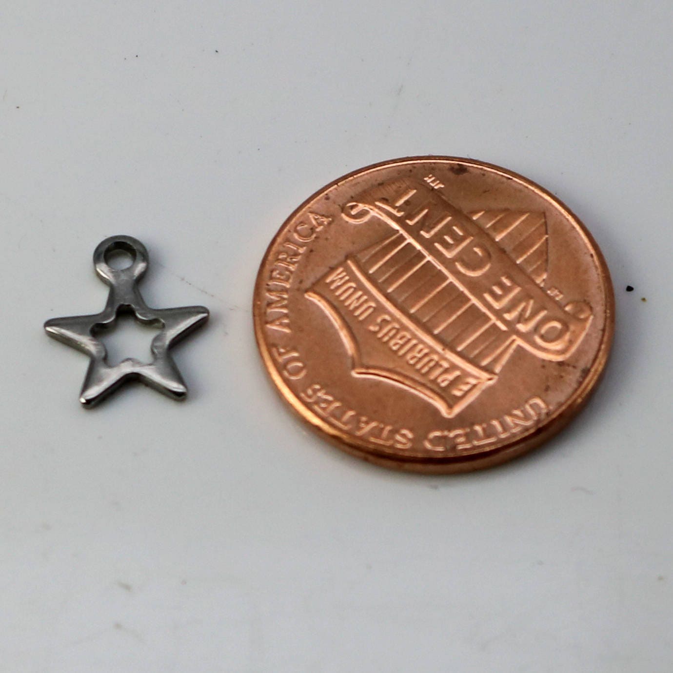 10 pcs Stainless Steel Drop Tags Charms Pendant - Star (Blank Star) charms Drop Tag - 9x11mm 19gauge 19G (0.9mm Thickness)