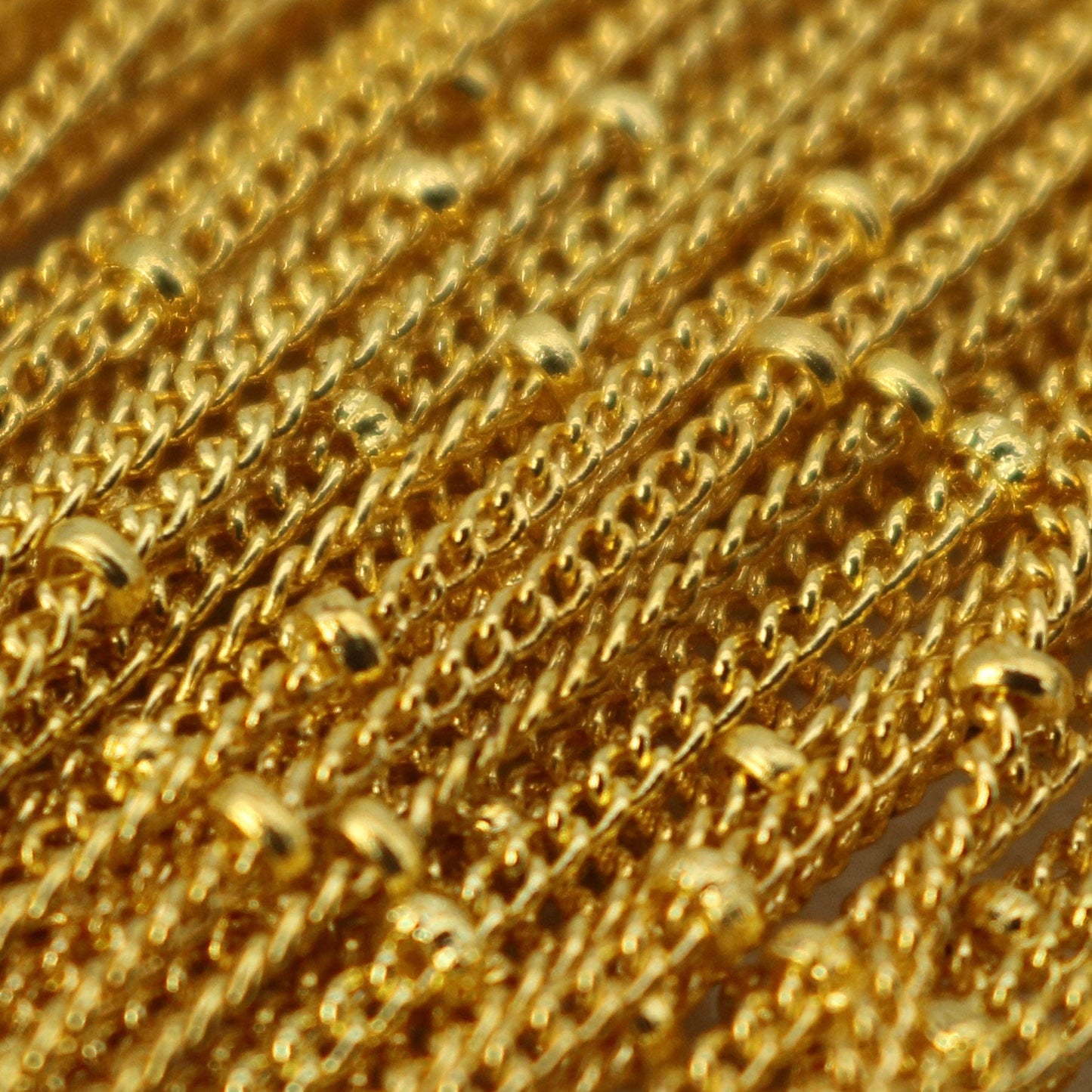 32 ft spool of Gold Plated Dainty Delicate curb BALL Satellite Chain - 1.3mm soldered link - with FREE Adequate Jumpring (50pcs) - 1.3SAT