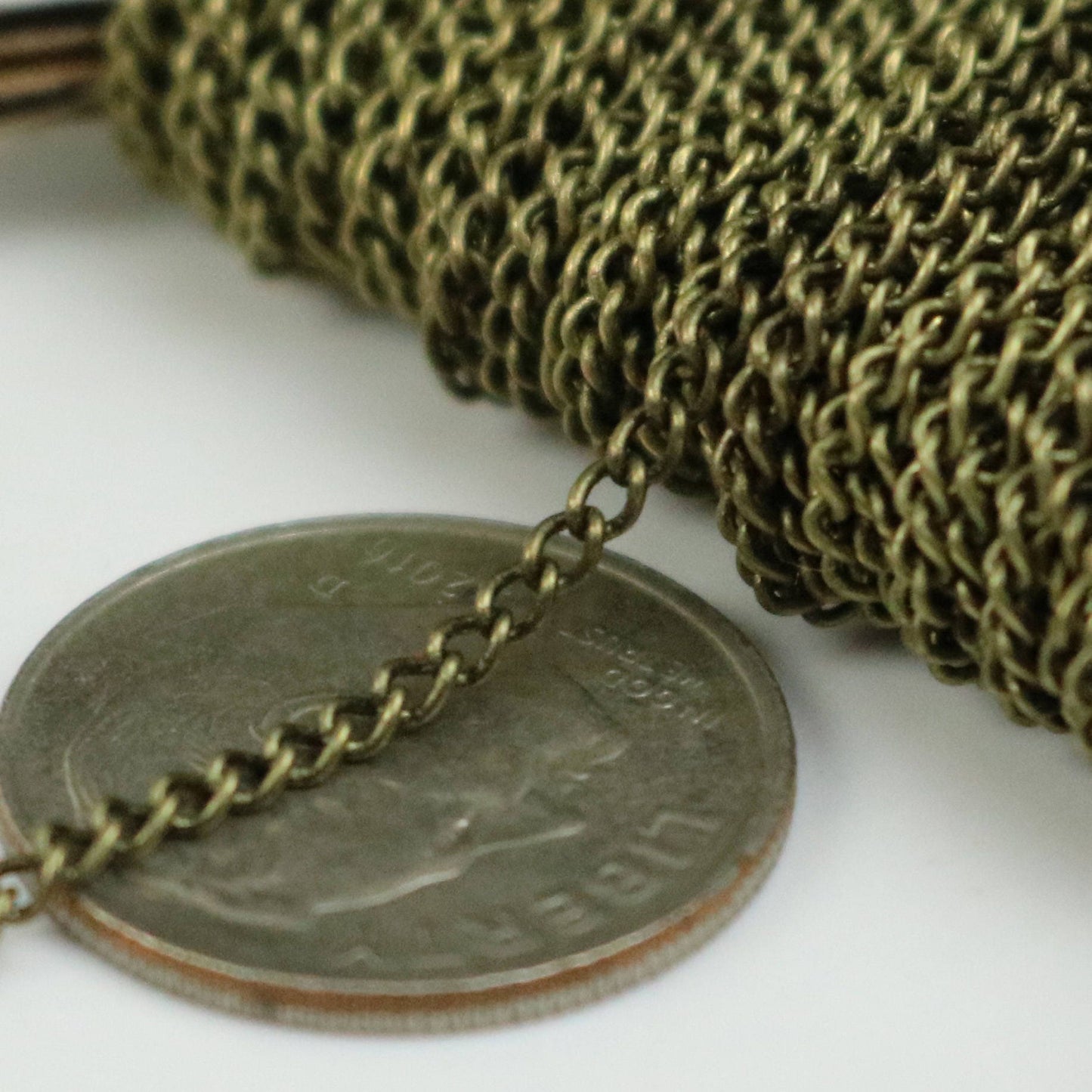 NEWnew 100 ft Antique Brass Bronze Solder 1.6mm LARGE Link Curb Chain VINTAGE Style - 1.6mmx2.0mm SOLDERED Link - 1.6L