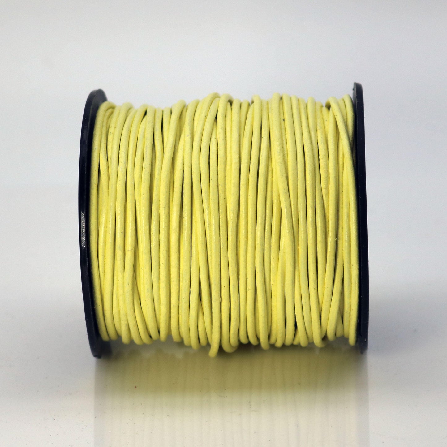 5 feet Lemon Yellow Leather Cord - 2mm Genuine Leather Round Cord (04) - USA Seller