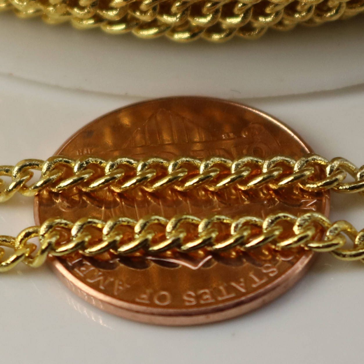 10 ft Gold Plated SOLDERED FACET sturdy Chunky Curb Chain - 2.7mm width Solder link - with Free Jumpring (10 pcs) - 2.7F