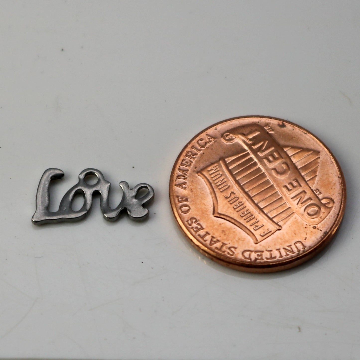 10 pcs Stainless Steel Drop Tags Charms Pendant - LOVE charms - 13.5x6.3mm 19gauge 19G (0.9mm Thickness)