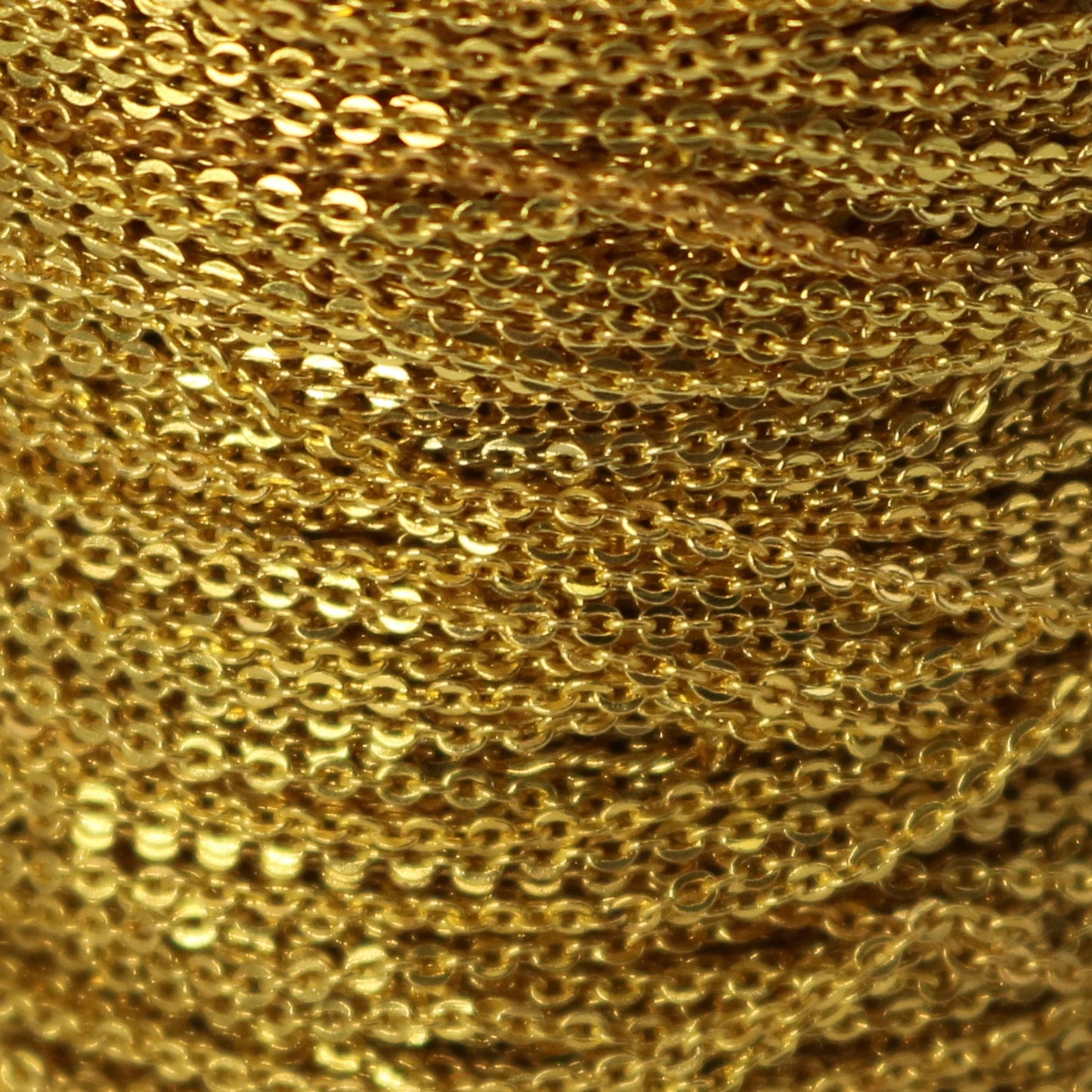 100 Ft. Non Tarnish Flat Cable Chain - New 18K Gold Micro Flat Chain - 1.5x1.2mm SOLDER - Anti Tarnish Free Resistant Cable - AT1512F