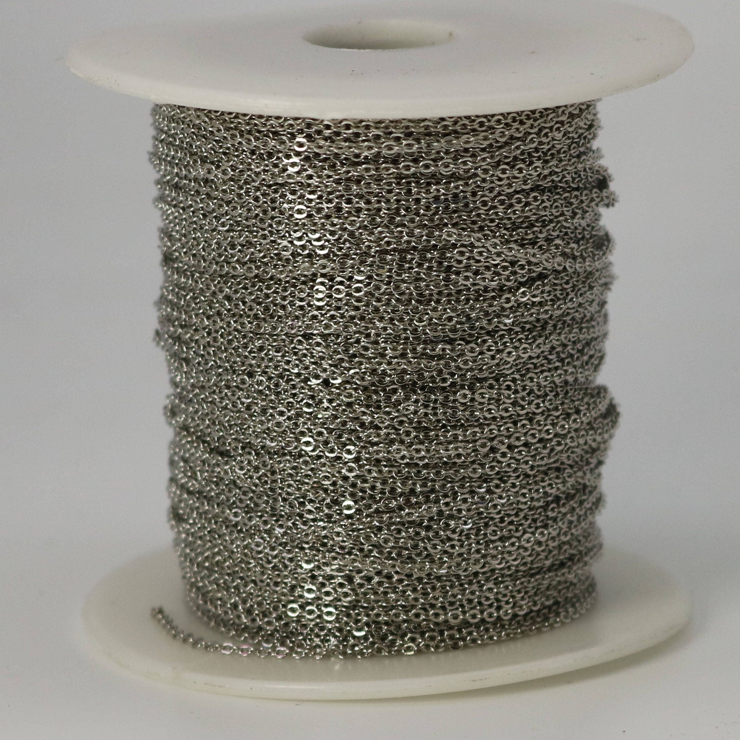 32 feet Rhodium Plated Micro Flat Chain - 1.5x1.2mm SOLDER Chain - little Oval Small Flat Soldered Cable - Ship from California USA - 1512F