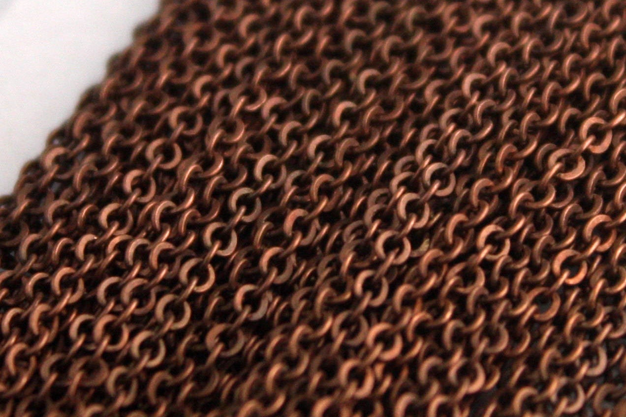 100 feet of Antiqued Copper Plated SOLDERED Flat Cable chain - 3x2.7mm Solder Link Sturdy Chain - 327SF