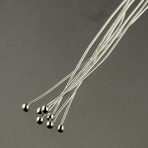 100 Silver Plated Ball headpins Head Pins - 2 inches (50mm), 22 Gauge 22G 2.0mm Hard Body