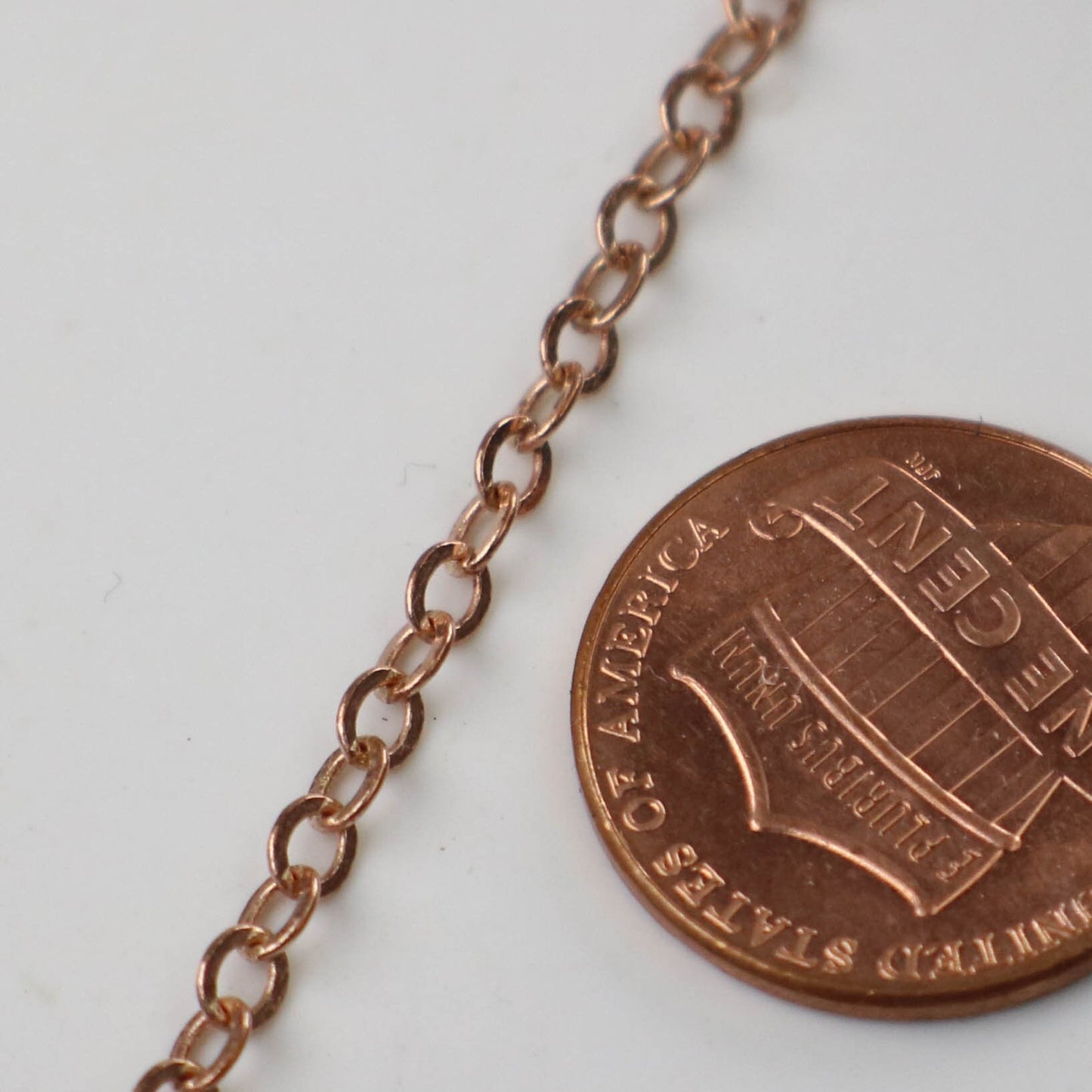 100 ft spool of Raw Brass (Copper Color) (no plated) Flat ROUND Soldered Cable Chain - 3.4x3.4mm SOLDERED Link - 3434F